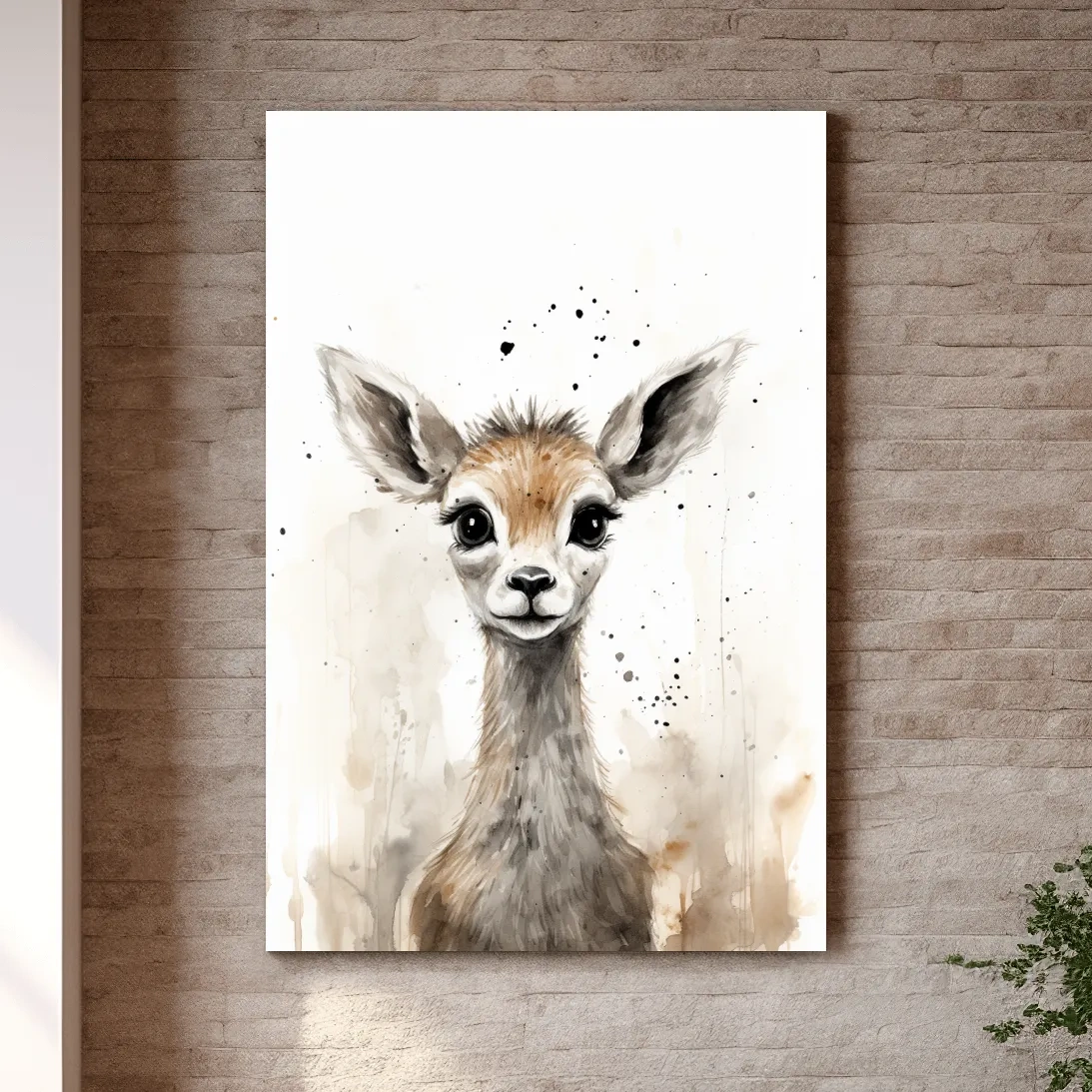 Watercolour illustration of a deer fawn