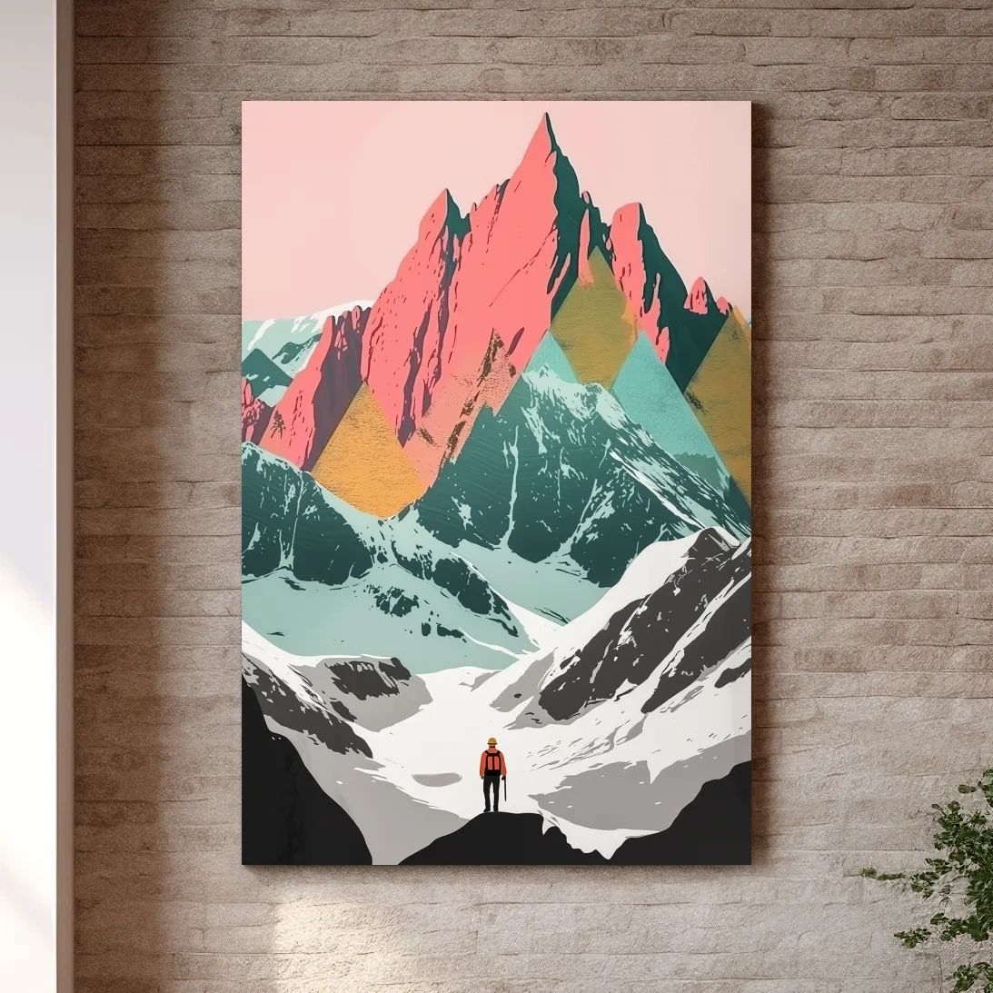 Simple flat colour 2d mountain art, colourful mountain ranges