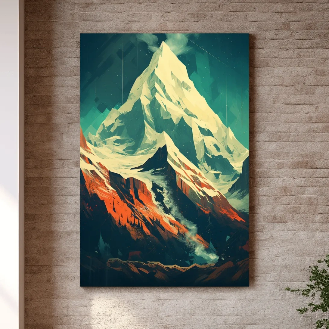 Retro style mountain glacier art poster