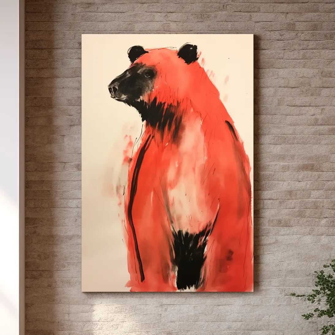Impressionist watercolour painting of a bear