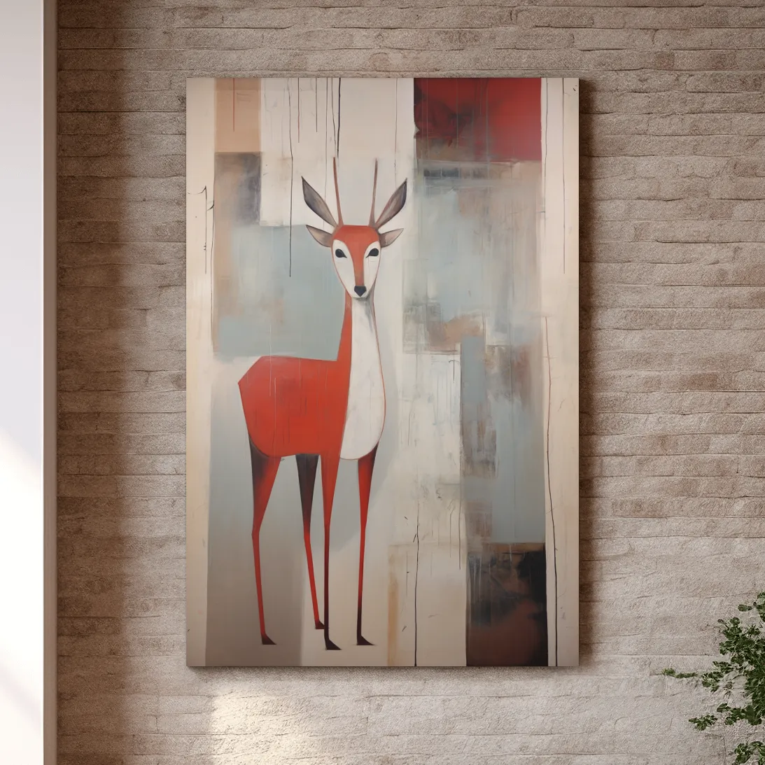 Rustic expressionist painting of a deer
