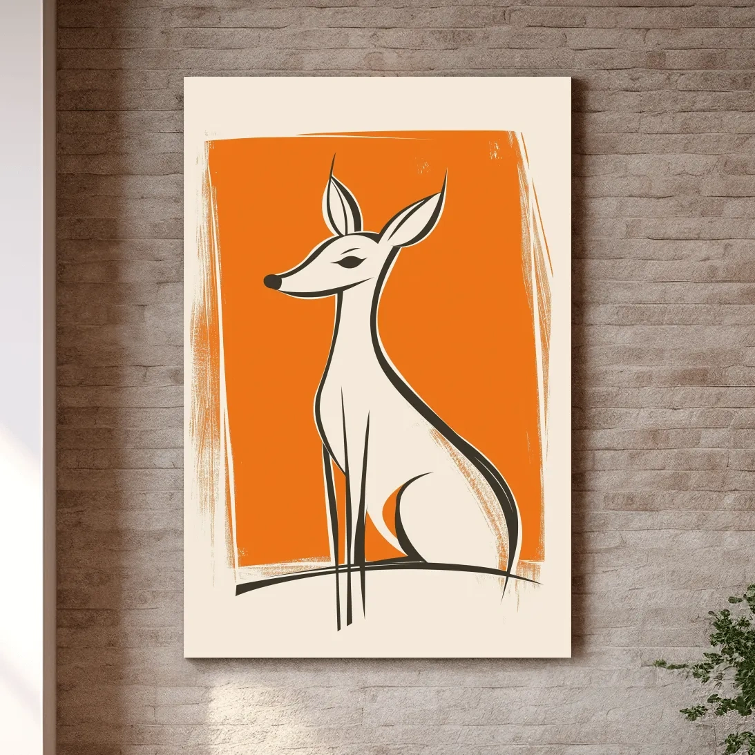Fun caricature wall art print of a cartoon deer