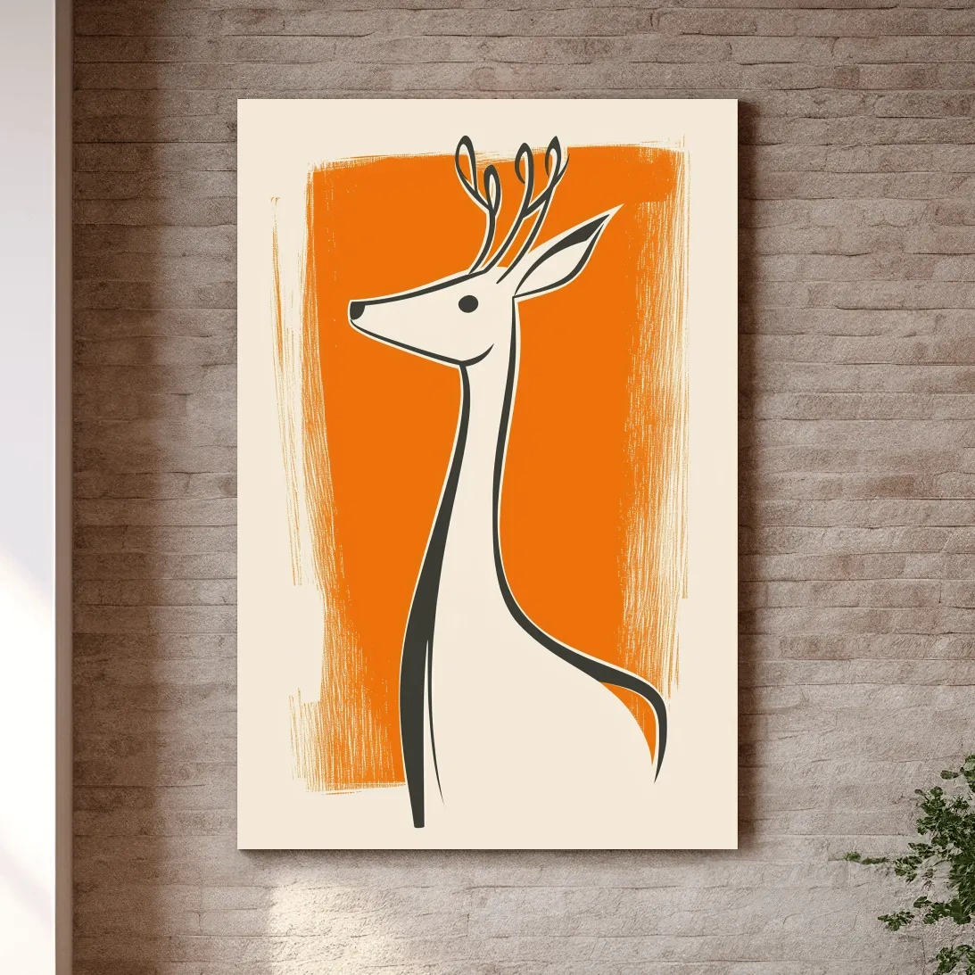Caricature wall art illustration of a cute cartoon deer