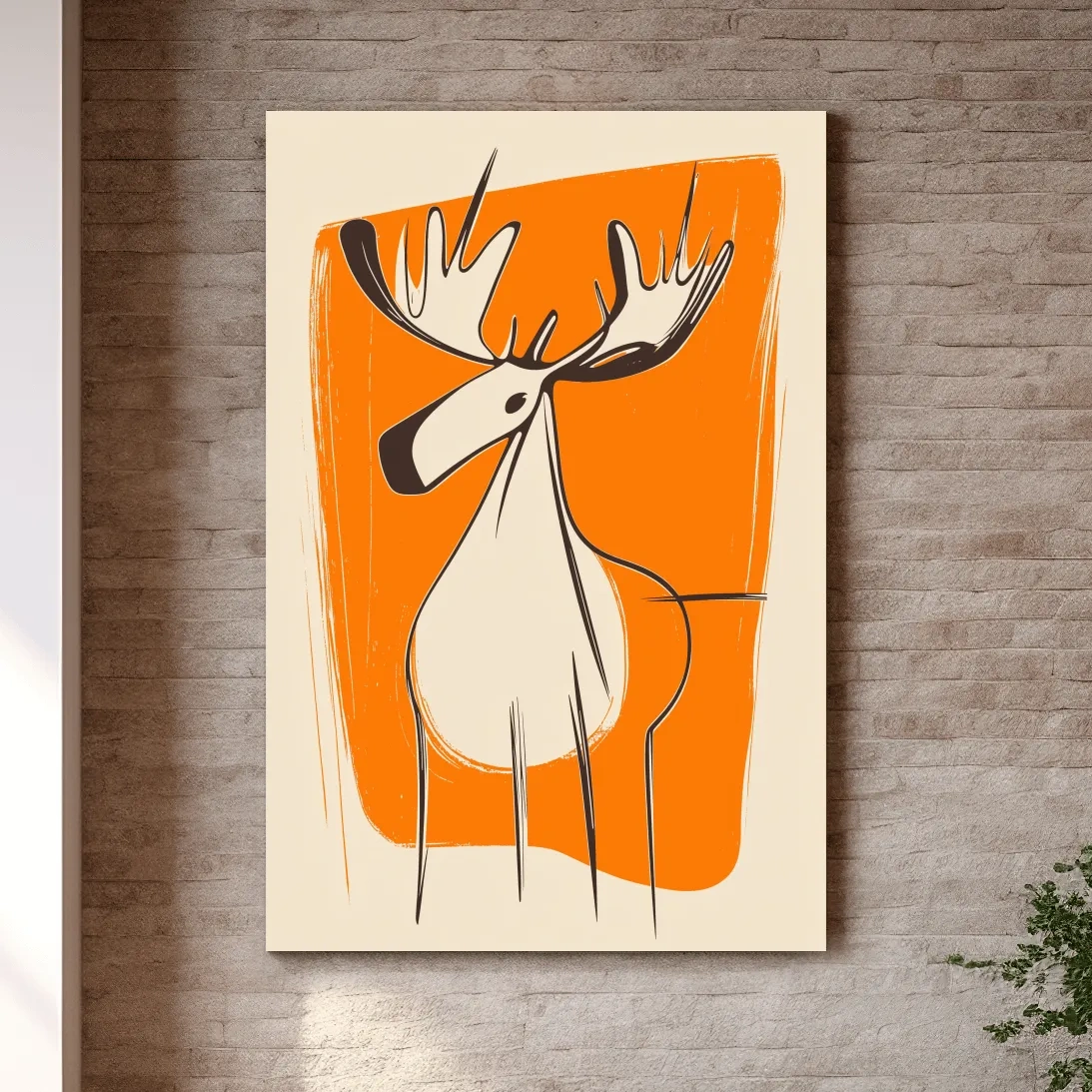 Fun caricature wall art illustration of a cartoon moose