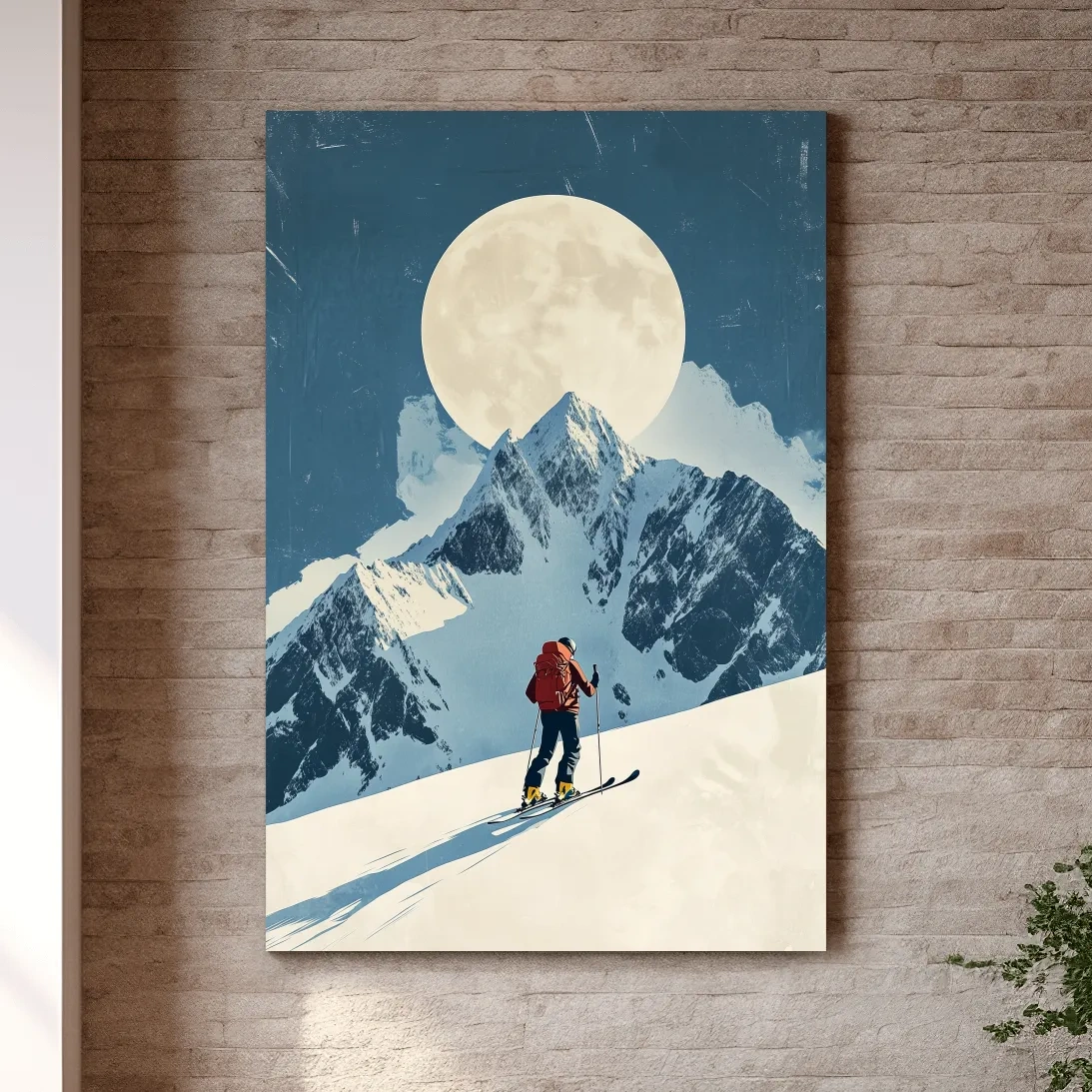 Retro style ski poster wall art