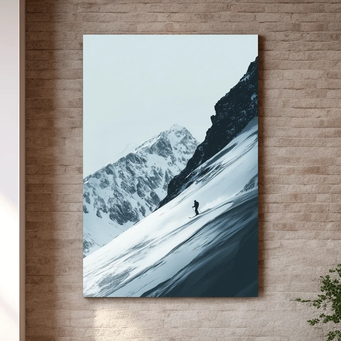 Snowy Alpine Skier Artwork - Minimalist Ski Wall Art