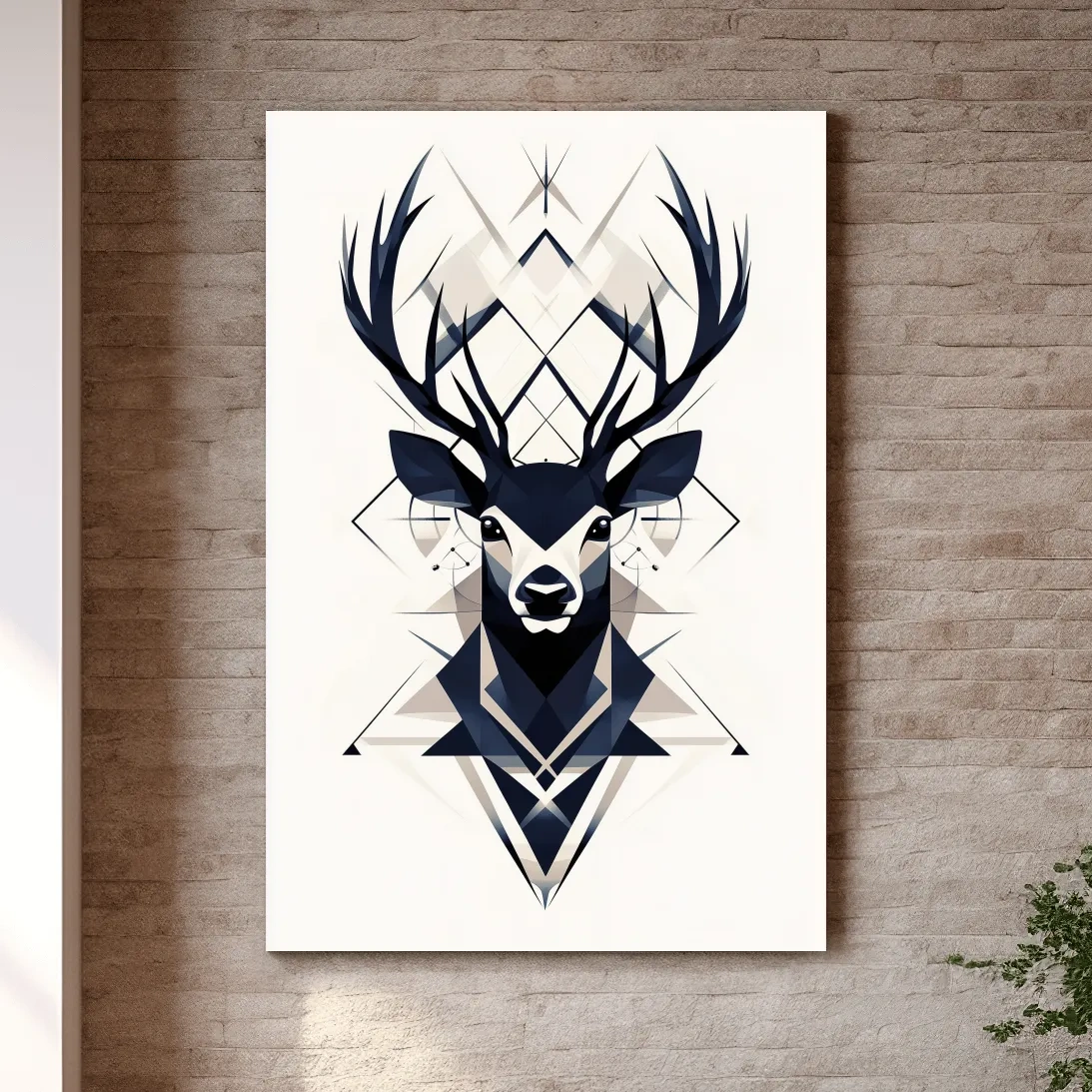 Deer head illustration print, ornate tribal style wall art