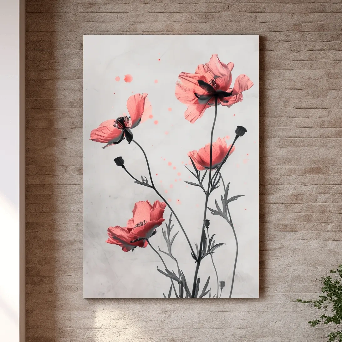 Poppy Flowers Watercolor Illustration - Minimalist Botanical Wall Art