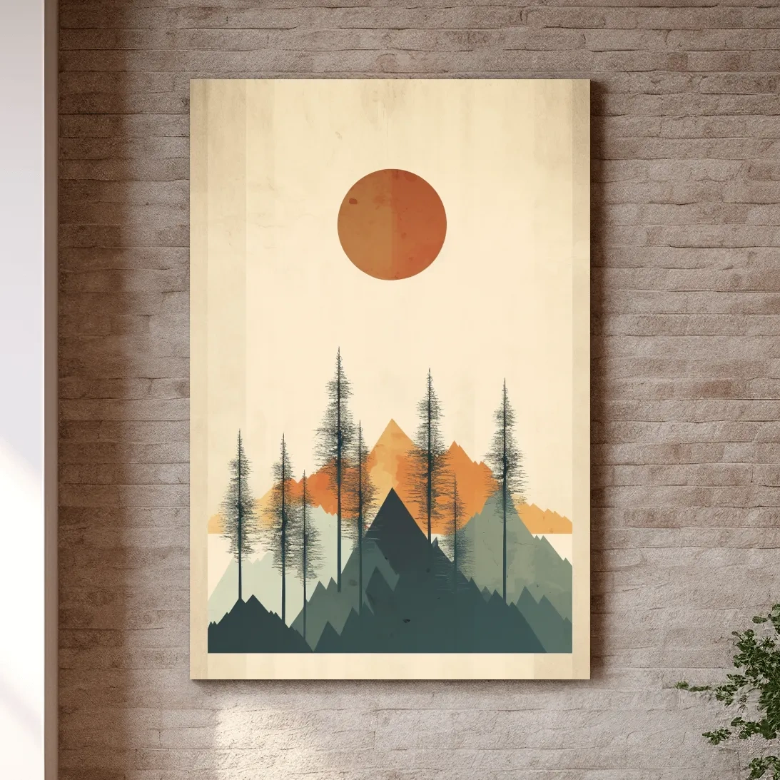 Minimalist Mountain Landscape Illustration - Modern Scandinavian Wall Art