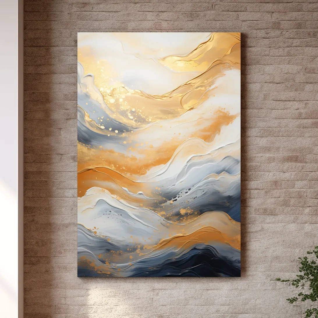 Gold White Marble Swirl Abstract - Modern Alcohol Ink Wall Art