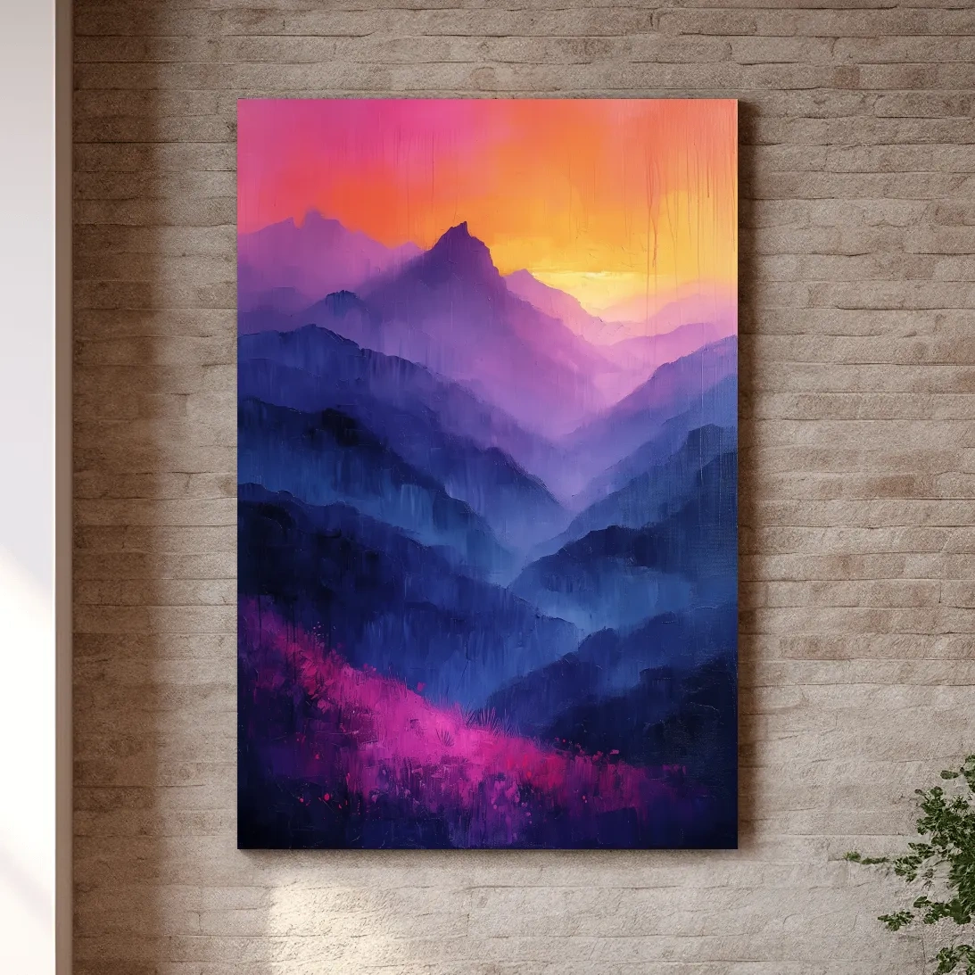 Vibrant Abstract Sunset Mountain Layers - Colorful Contemporary Wall Art
