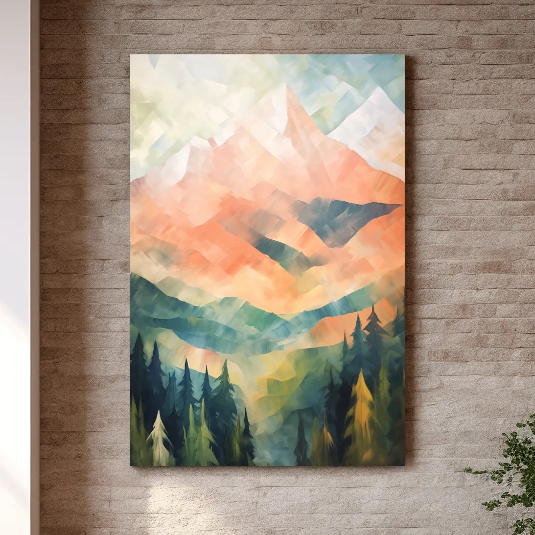 Abstract Pastel Alpine Sunrise Landscape - Colorful Forest Wall Art