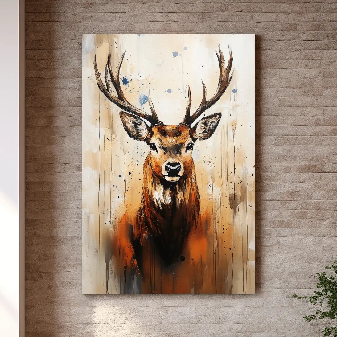 Impasto Style Deer Stag Portrait - Rustic Wildlife Wall Art