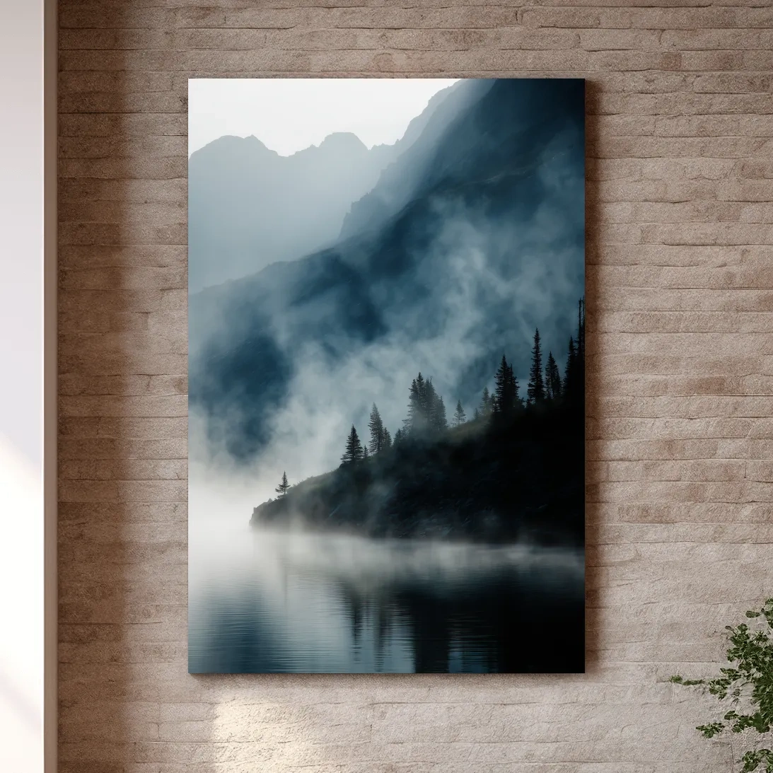 Misty Alpine Lake Landscape Photography - Foggy Pine Forest Nature Wall Art