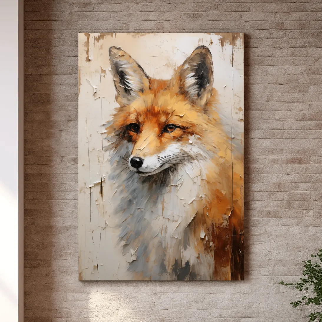 Fox Portrait Painting - Rustic Wildlife Wall Art Print