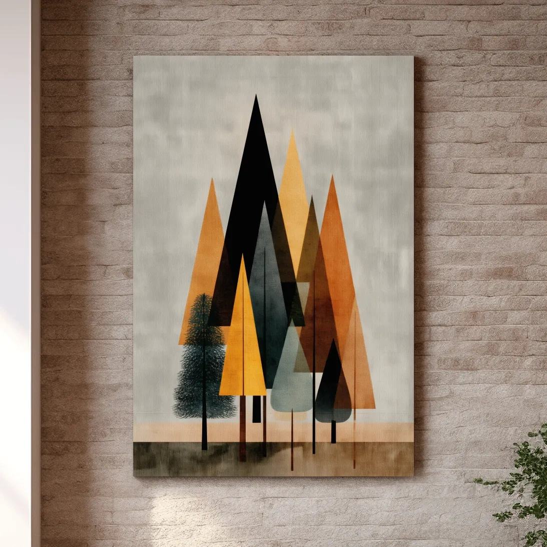 Minimalist Geometric Pine Tree Forest - Mid Century Modern Scandinavian Wall Art