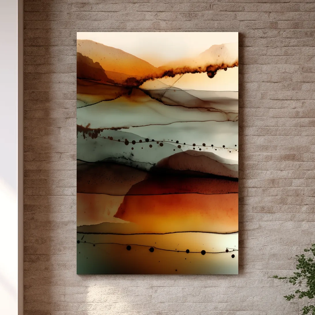 Moody Abstract Mountain Horizon Watercolor - Modern Landscape Wall Art