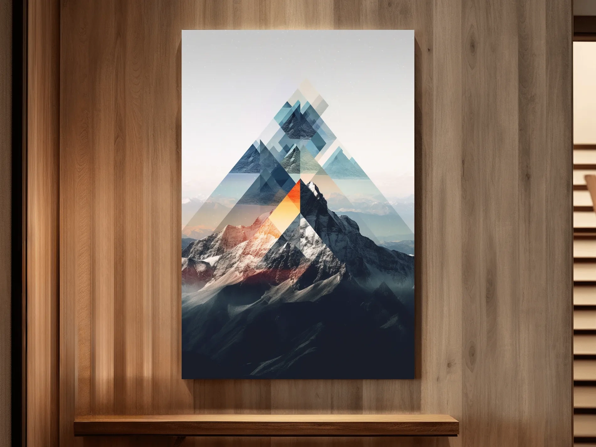 Geometric Abstract Mountain Peak Collage - Minimalist Landscape Artwork