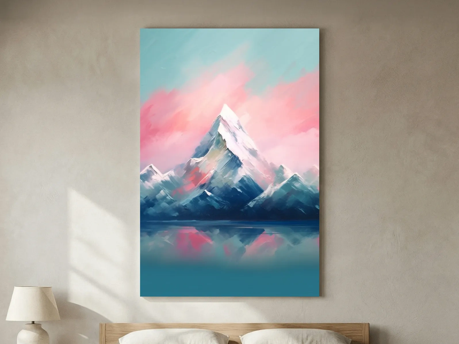 Pastel Alpine Peak Painting - Impressionism Watercolor Mountain Wall Art