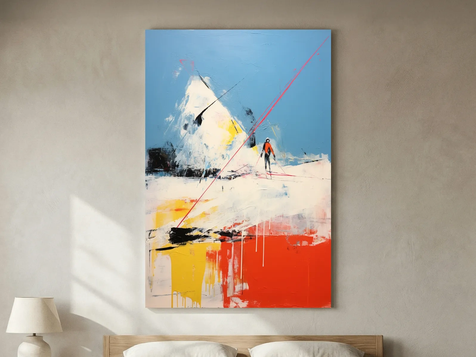 Expressionist Abstract Skiier Mountain Peak Painting - Winter Sports Wall Art