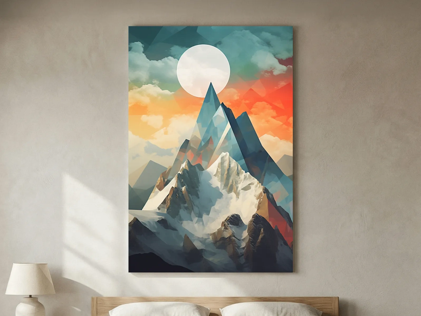 Suprematism Alpine Mountain Peak Sunrise - Abstract Landscape Wall Art