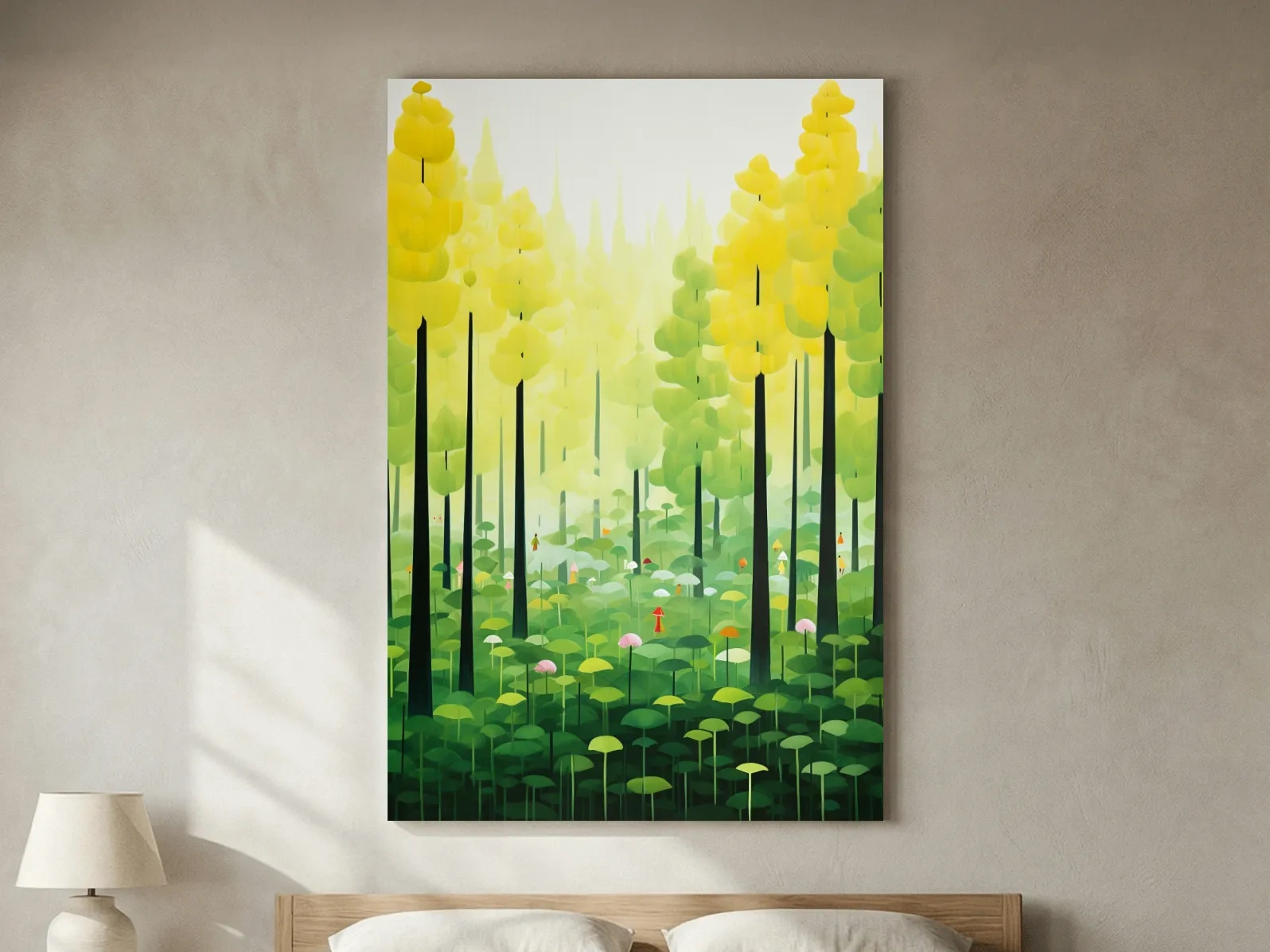 Whimsical Colorful Forest Painting - Surreal Botanical Wall Art