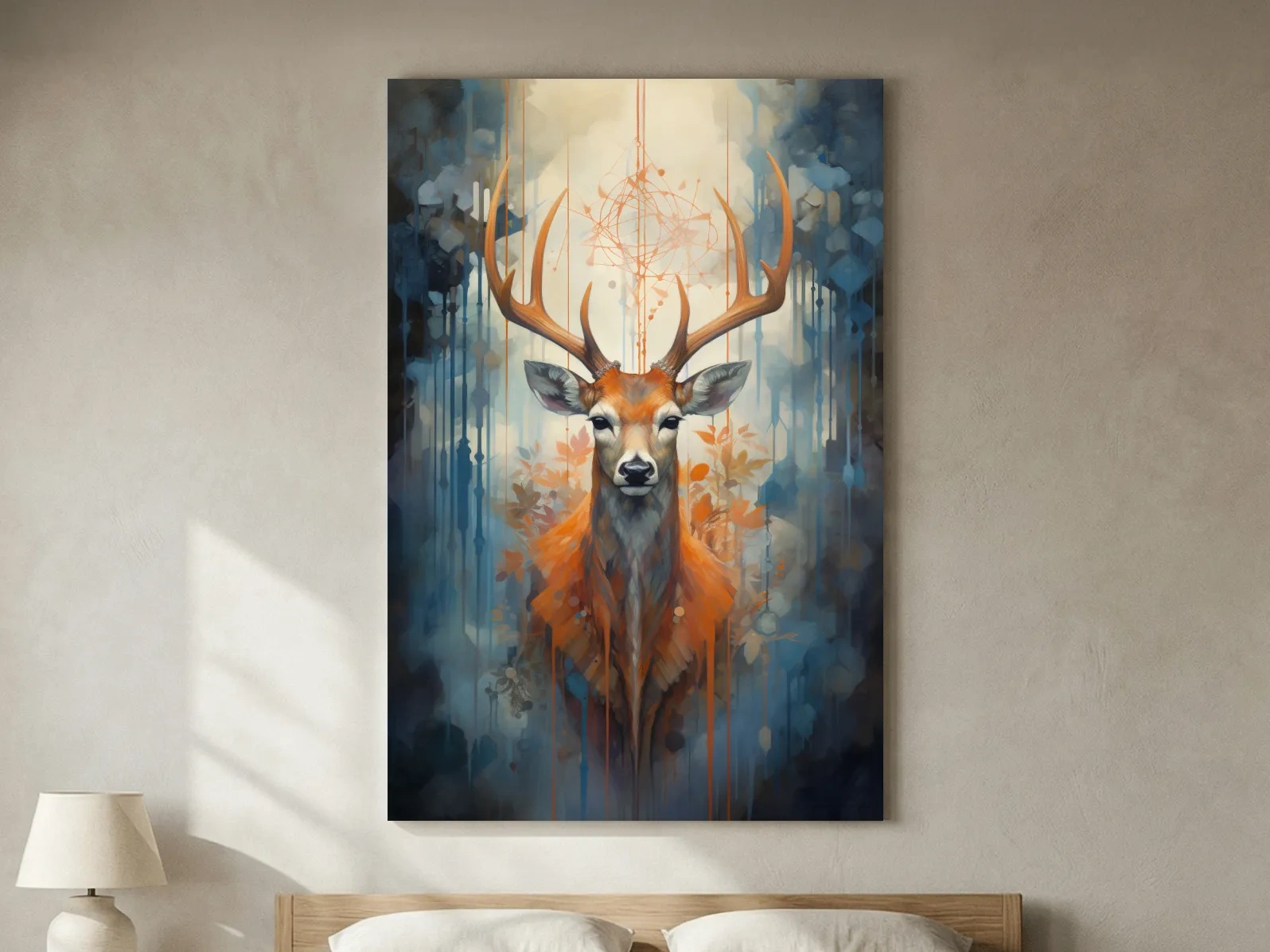 Majestic Stag Portrait - Abstract Wildlife Painting Wall Art