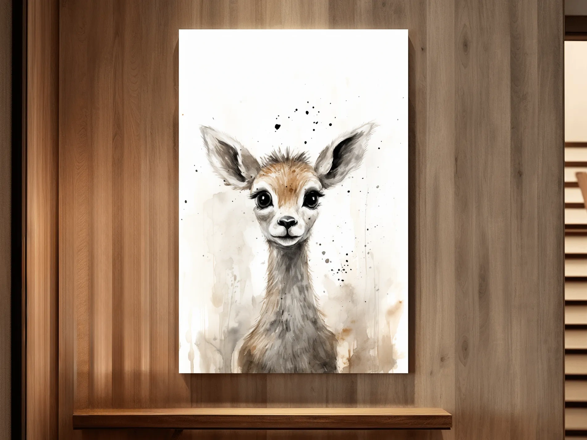 Cute Baby Deer Watercolor Portrait - Whimsical Nursery Animal Wall Art