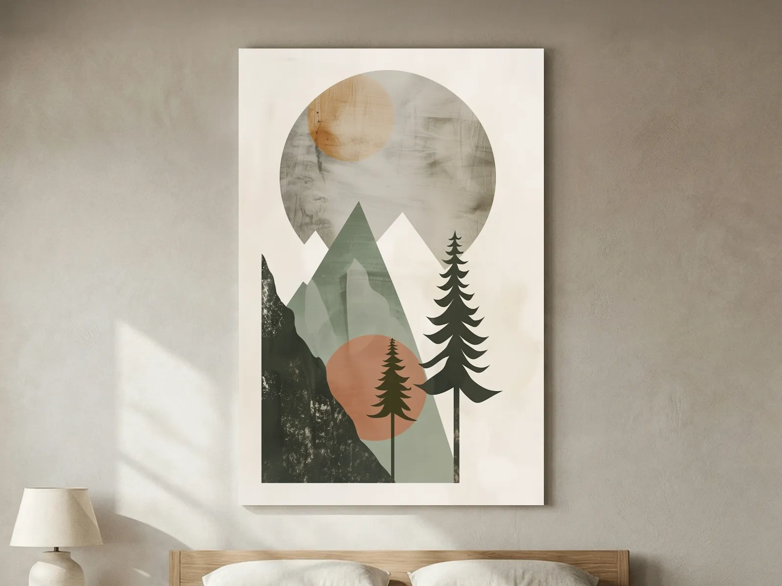 Minimalist Scandinavian Mountain Pines Landscape - Modern Boho Wall Art