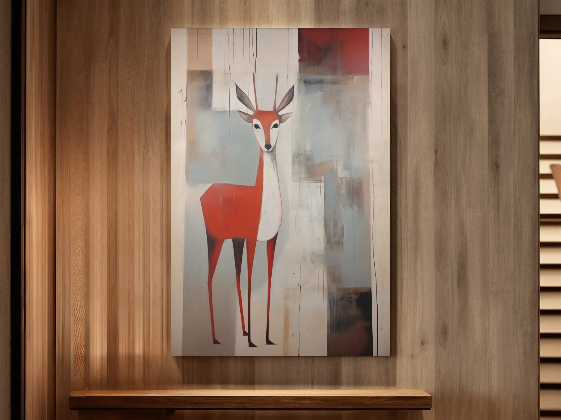 Rustic expressionist painting of a deer
