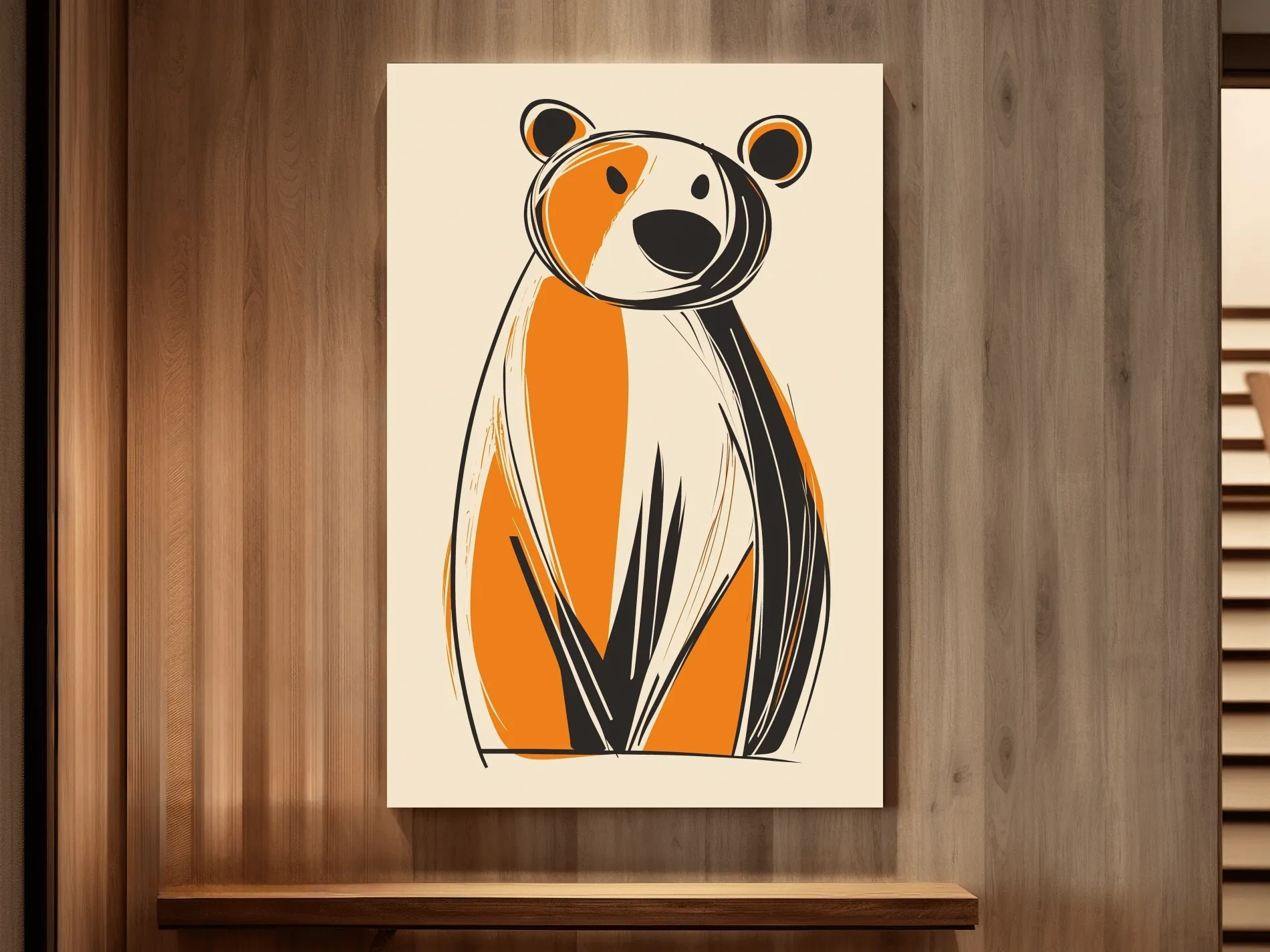 Fun caricature print of a cartoon bear