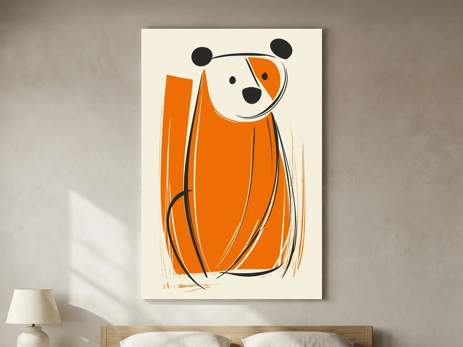 Minimalist Bear Caricature Illustration - Modern Nursery Wall Art