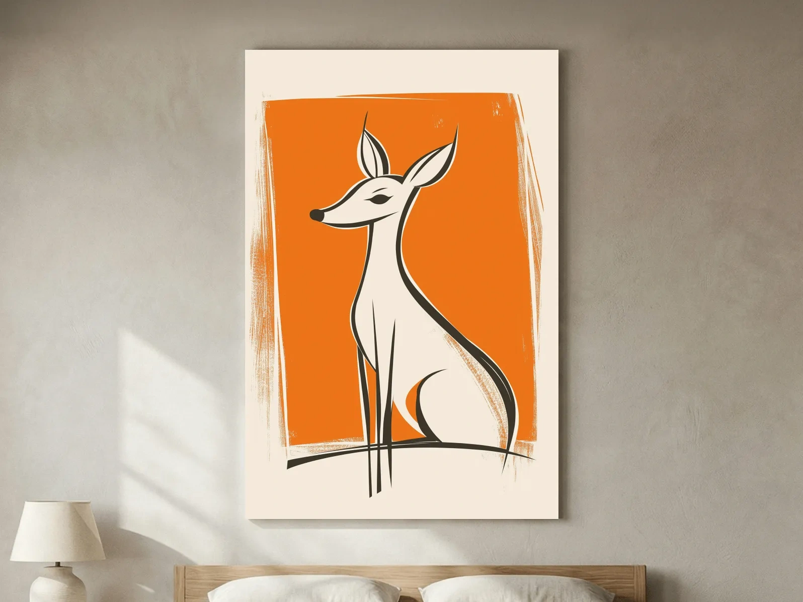 Stylized Deer Caricature Illustration - Mid Century Modern Wildlife Wall Art
