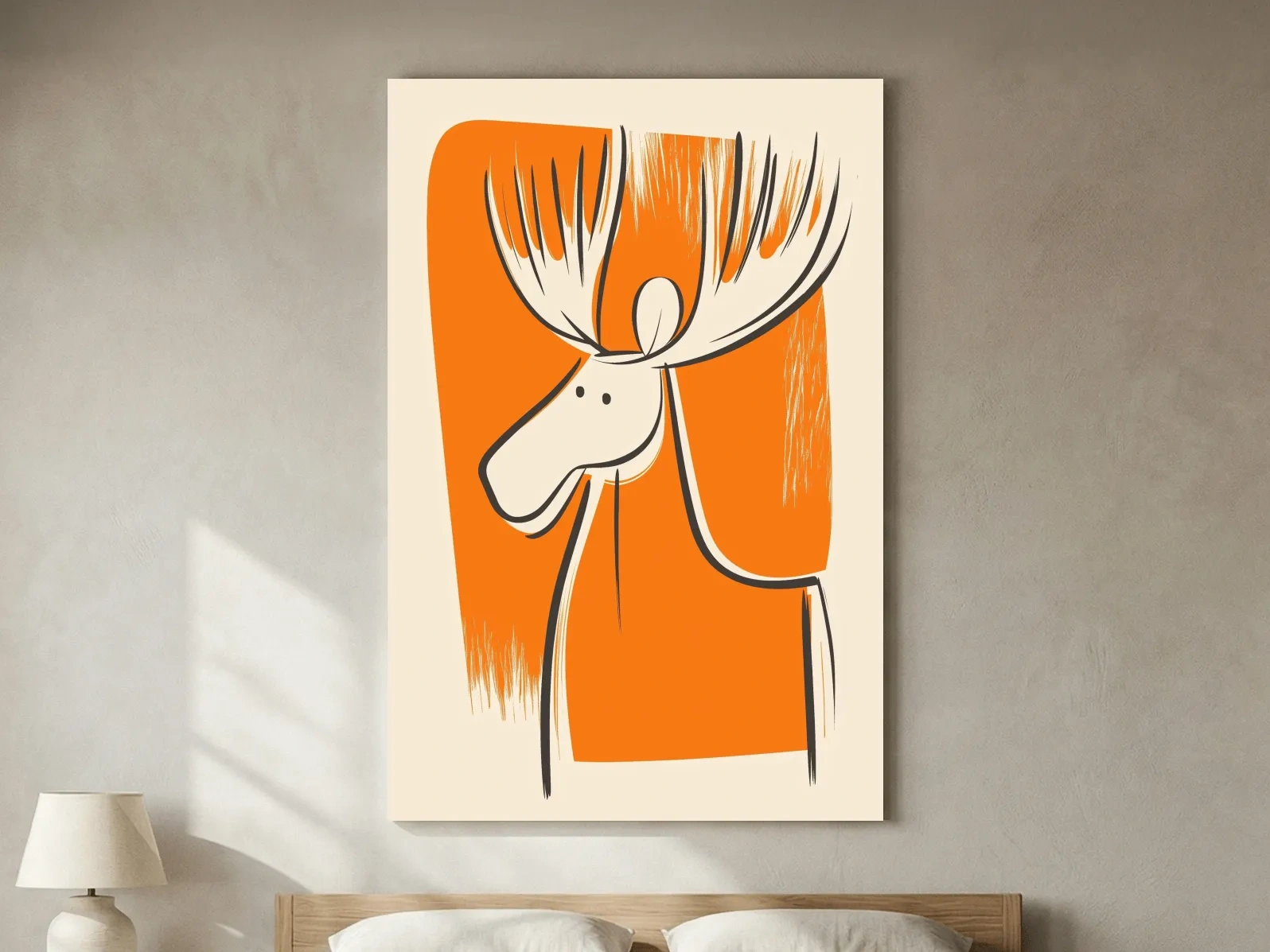 Minimalist Caricature Moose Illustration - Cartoon Wildlife Wall Art