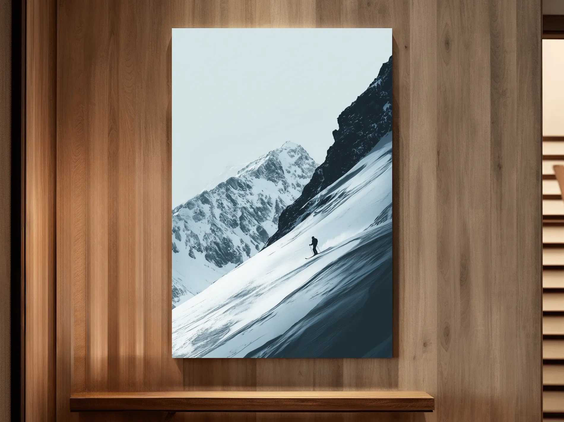 Snowy Alpine Skier Artwork - Minimalist Ski Wall Art