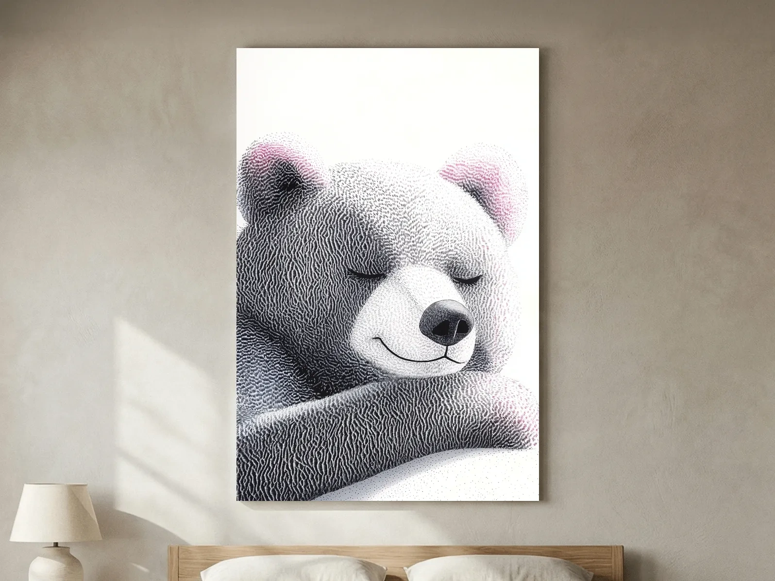 Cute Teddy Bear Illustration - Minimalist Nursery Animal Wall Art