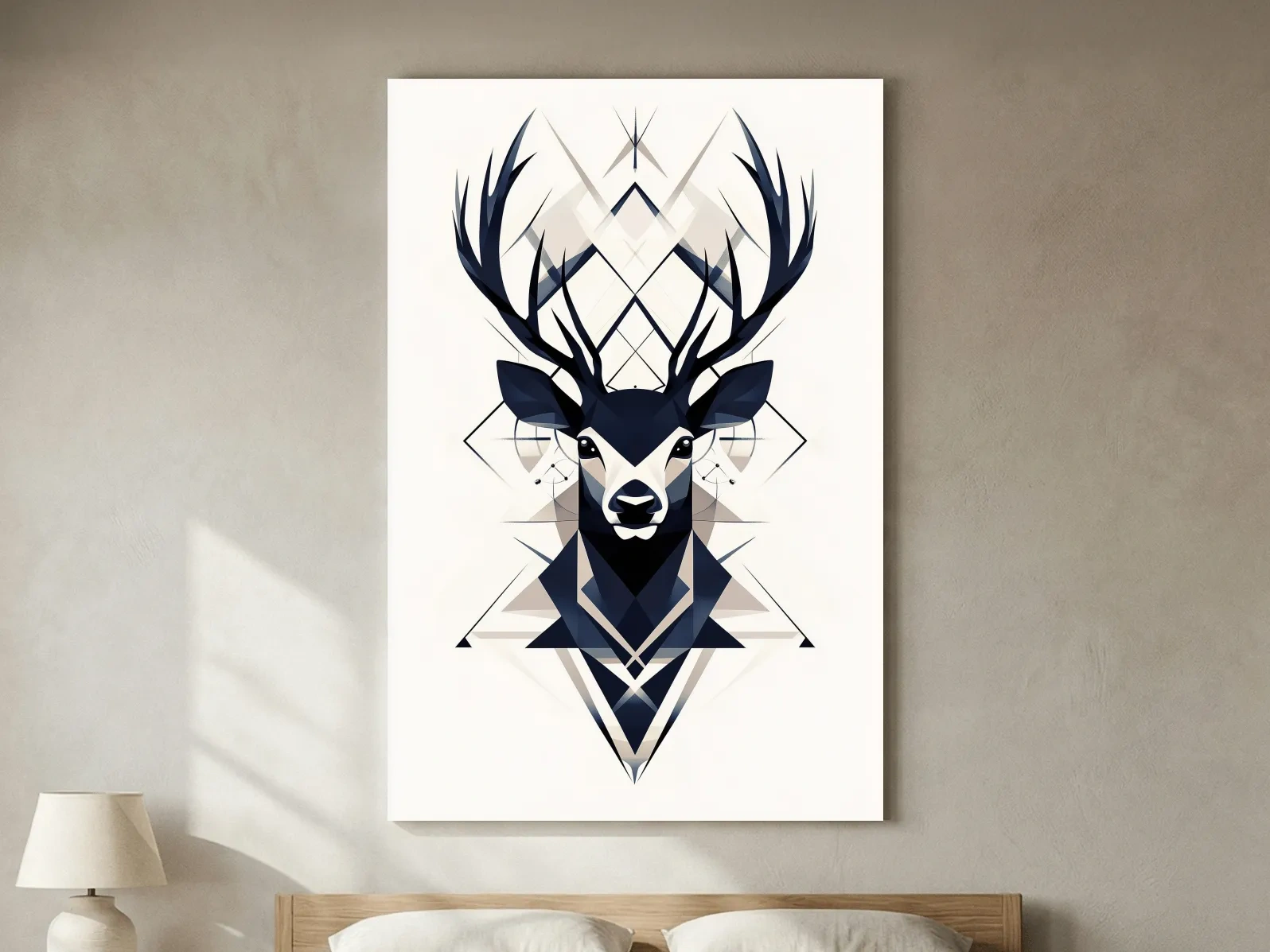 Geometric Stag Head Illustration - Tribal Style Wildlife Wall Art