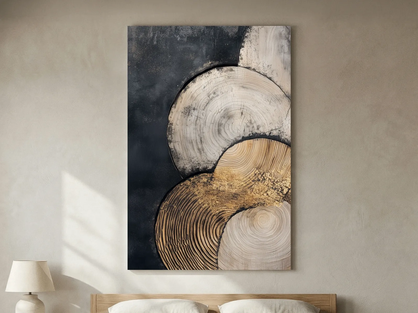 Abstract Wood Grain Texture Circles - Modern Geometric Wall Art