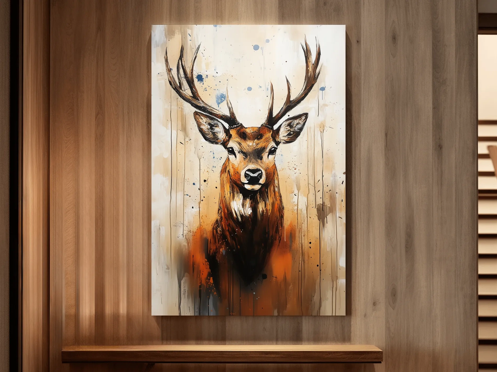 Impasto Style Deer Stag Portrait - Rustic Wildlife Wall Art