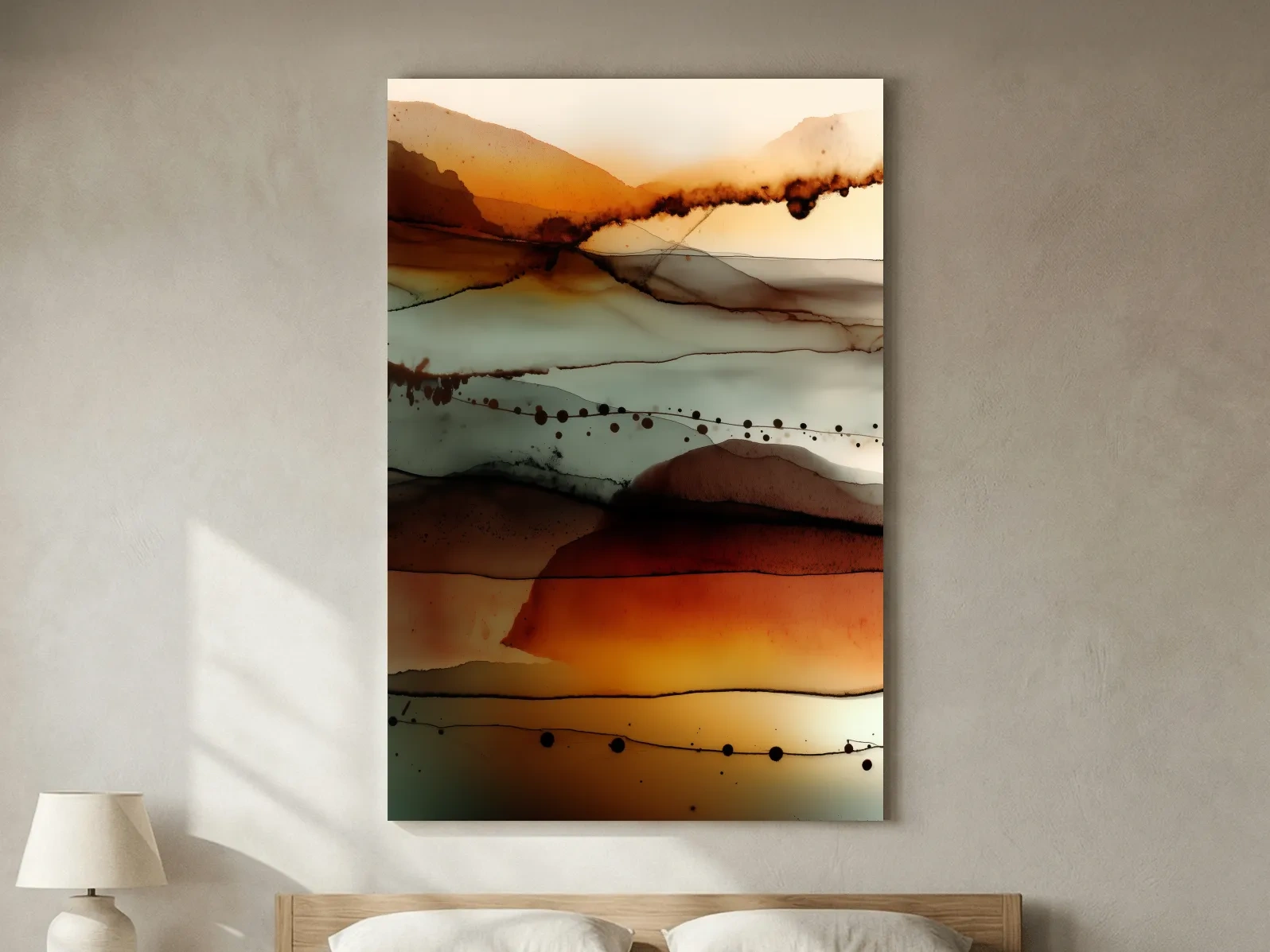 Moody Abstract Mountain Horizon Watercolor - Modern Landscape Wall Art