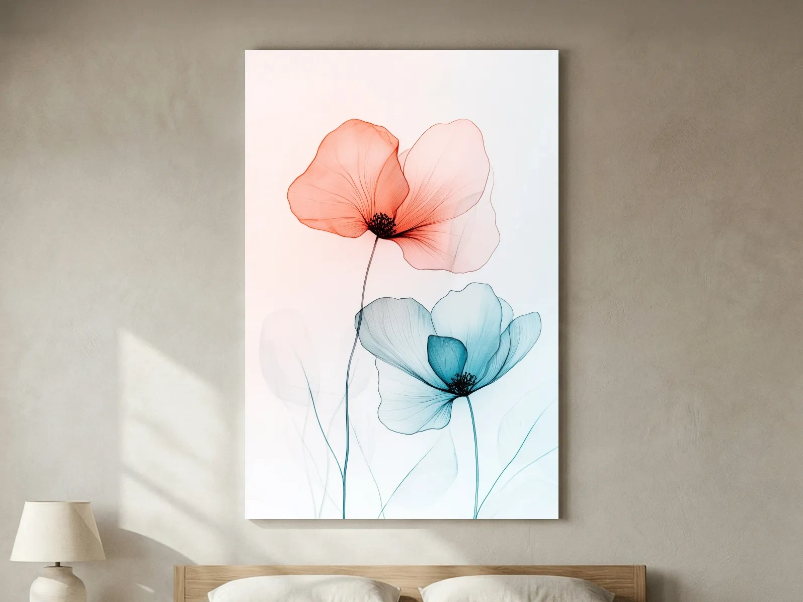 Minimalist Poppy Watercolor Print - Modern Botanical Floral Wall Art