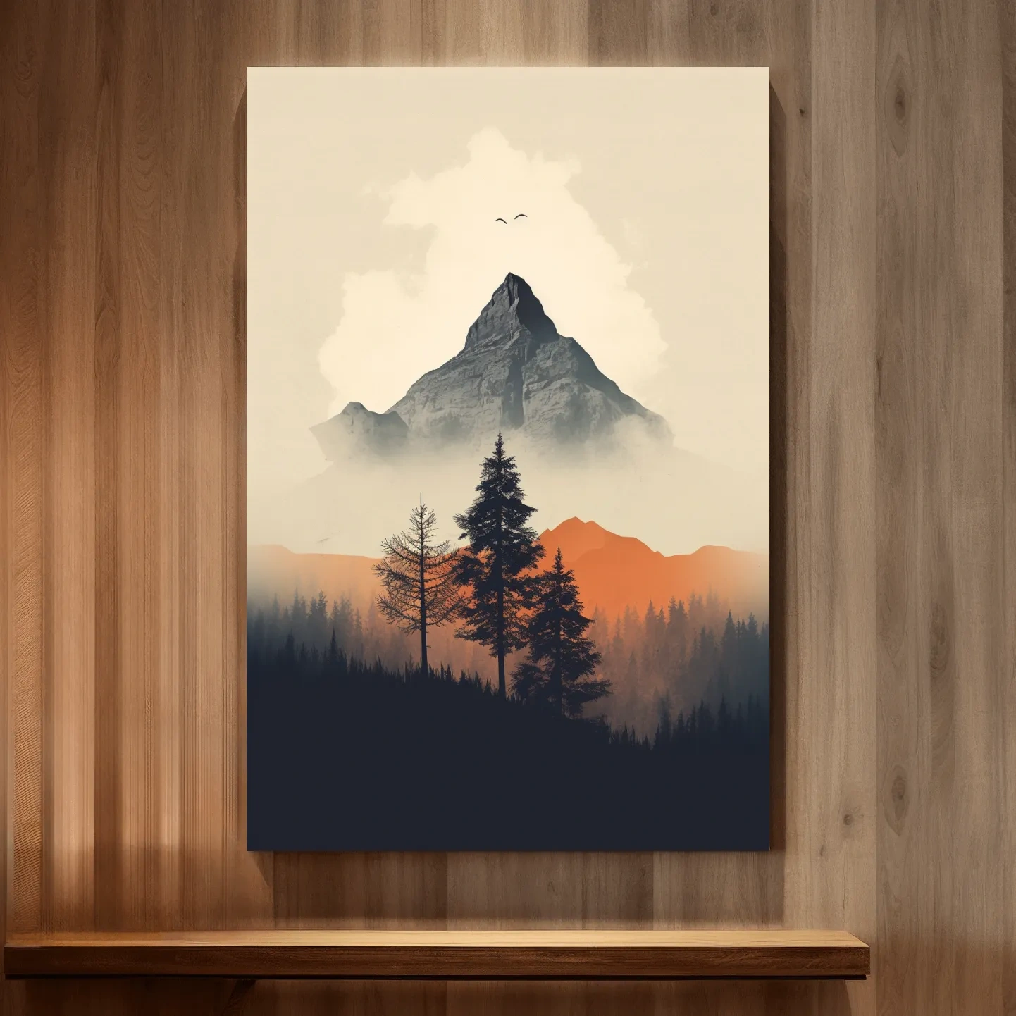 Minimal rustic mountain art