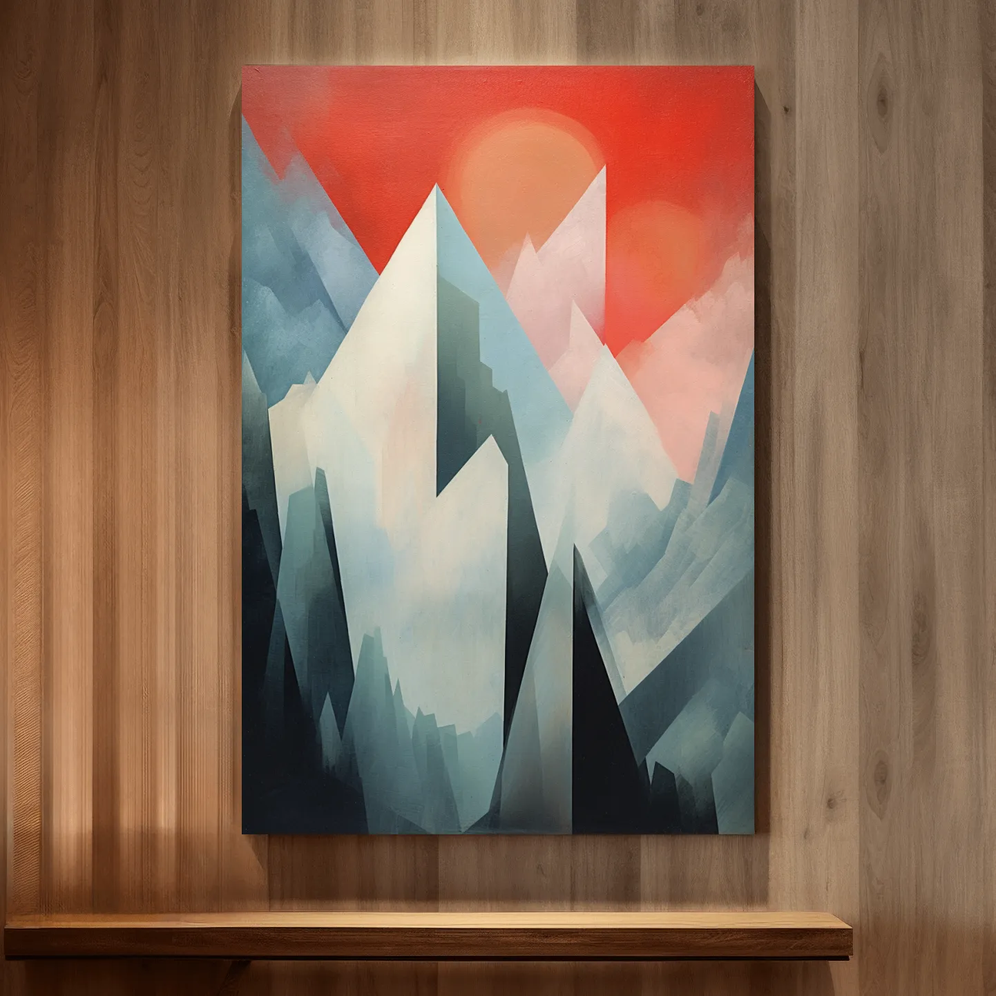Abstract suprematism mountain painting