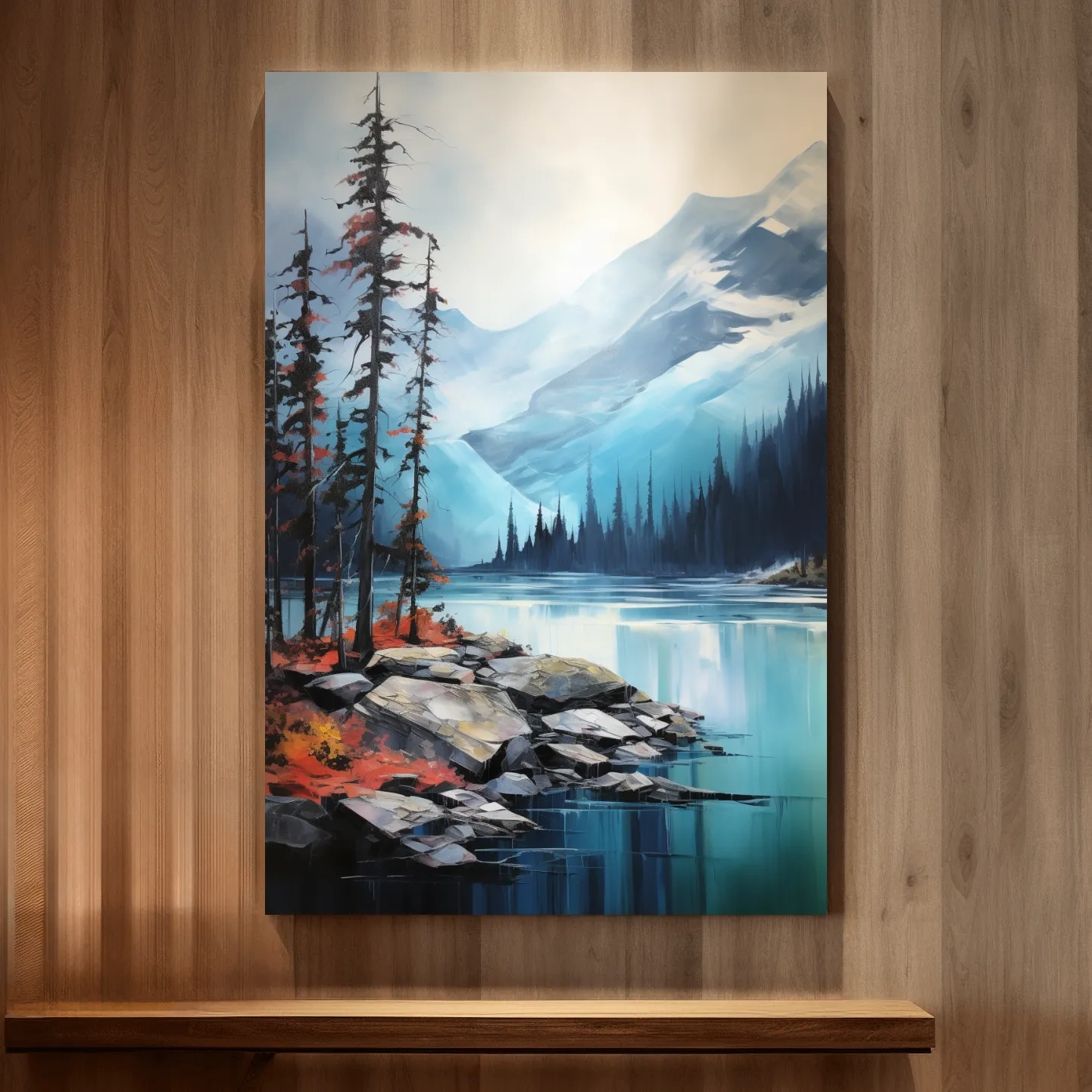 Turquoise Alpine Lake And Mountain Watercolor - Serene Forest Wall Art