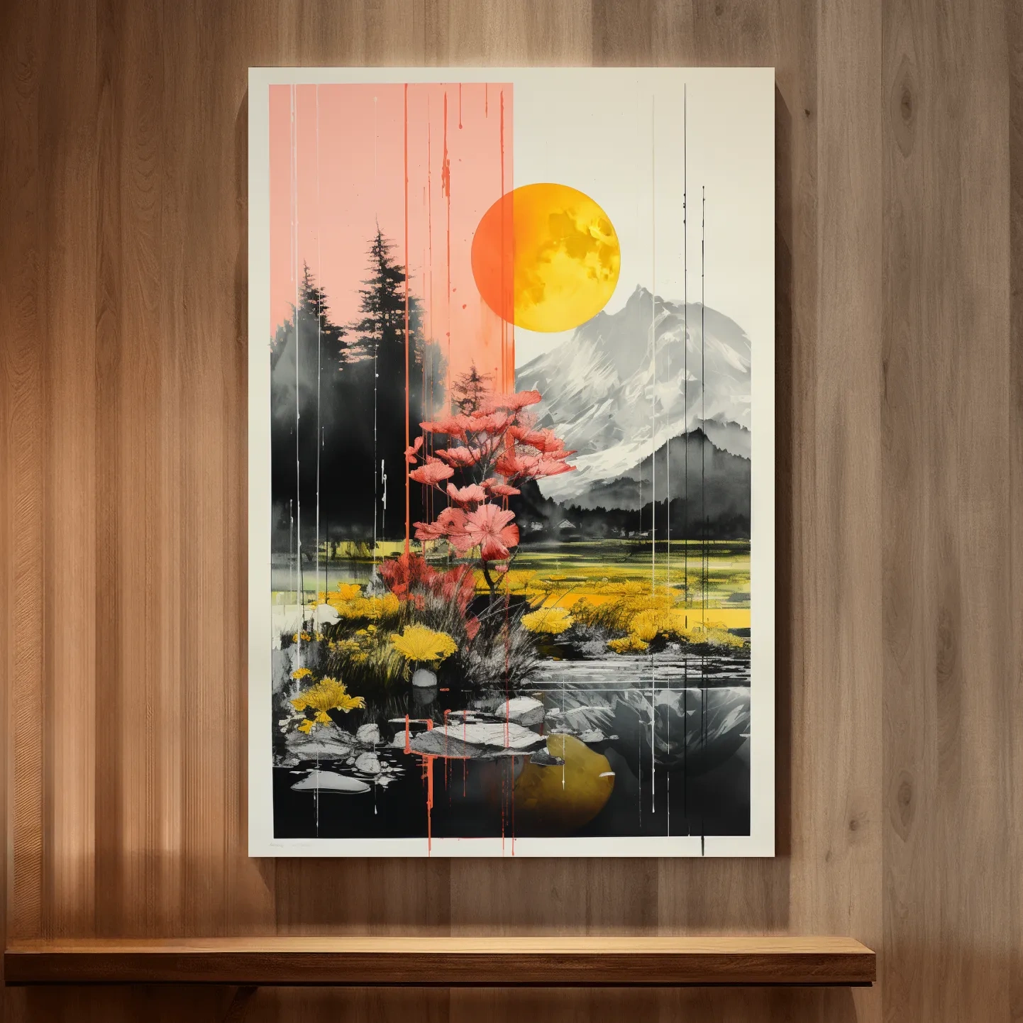 Colorful alpine flowers, illustrative artwork