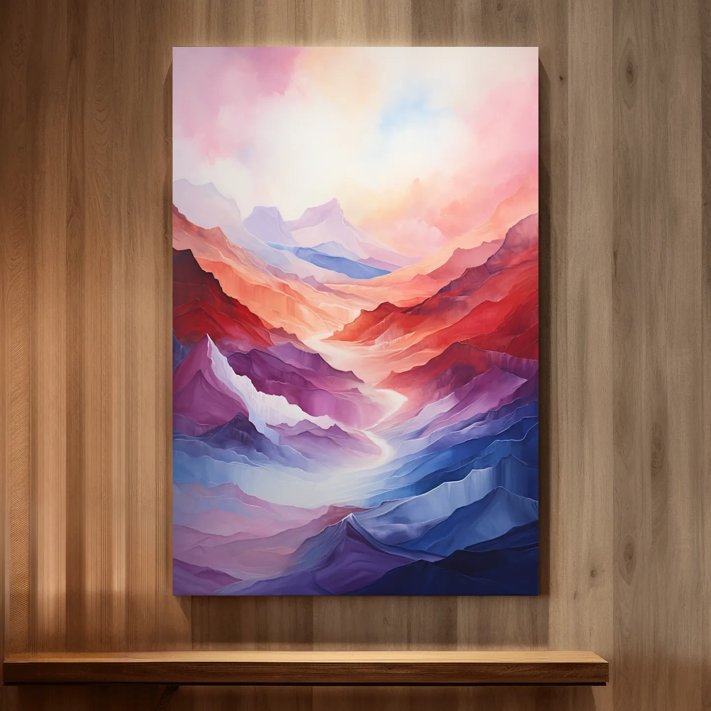 Abstract art, colourful mountainous valley