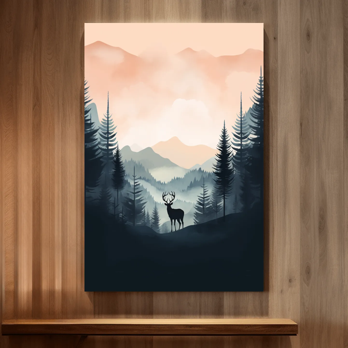 Silhouette of a deer, pastel illustration