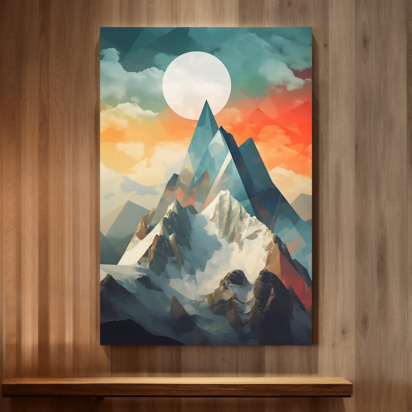Suprematism Alpine Mountain Peak Sunrise - Abstract Landscape Wall Art