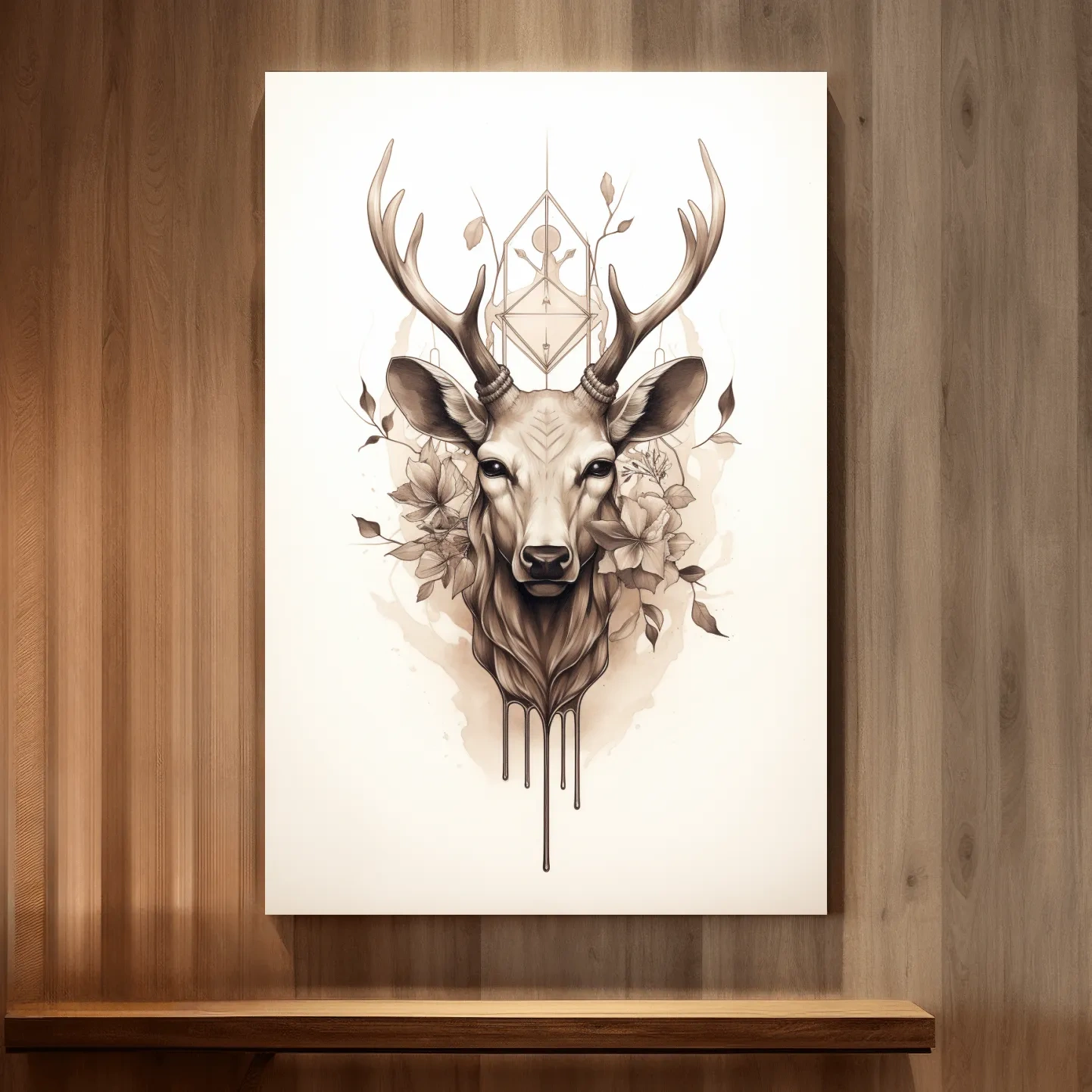 Minimal illustration of an ornate deers head