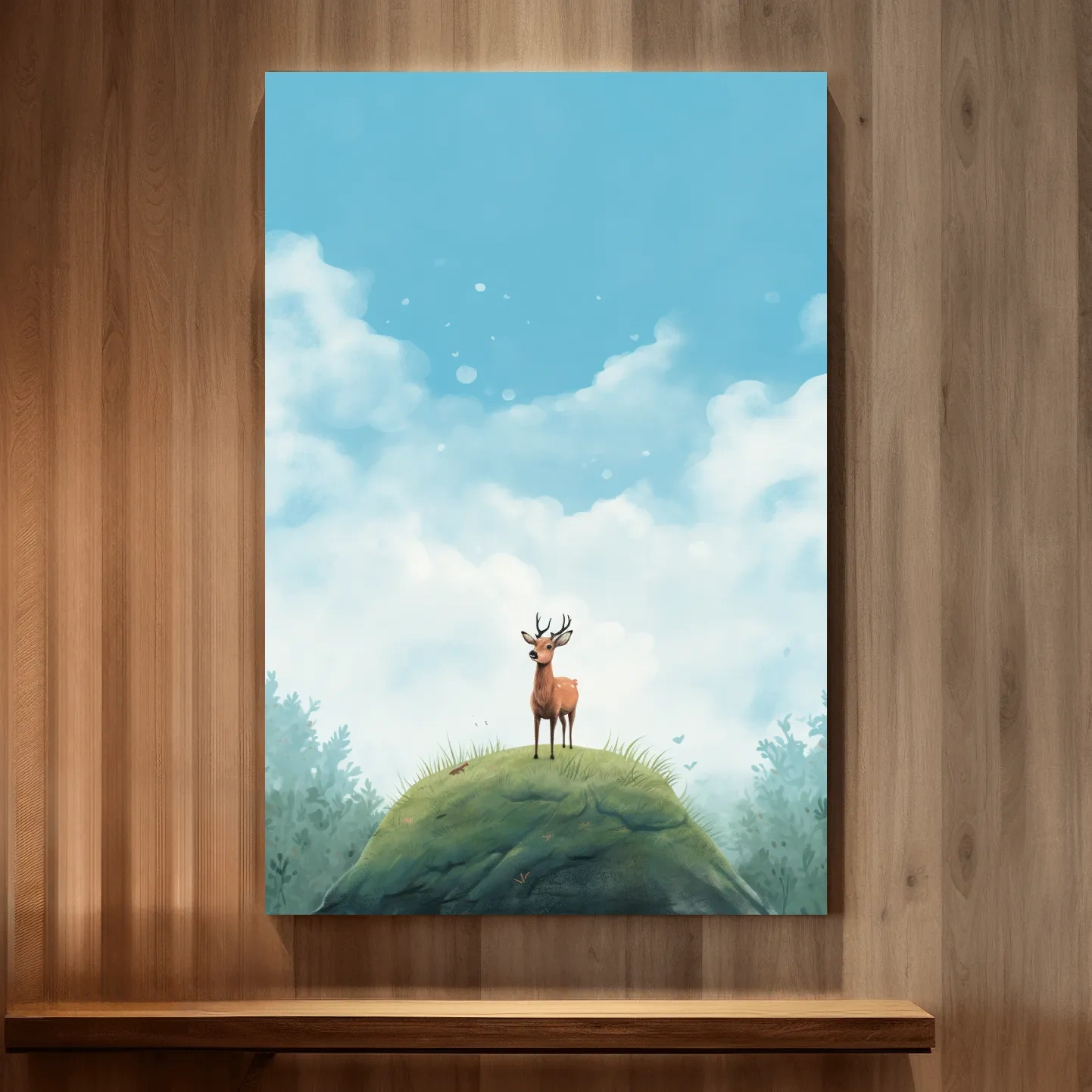 Bright illustration artwork of a cute deer